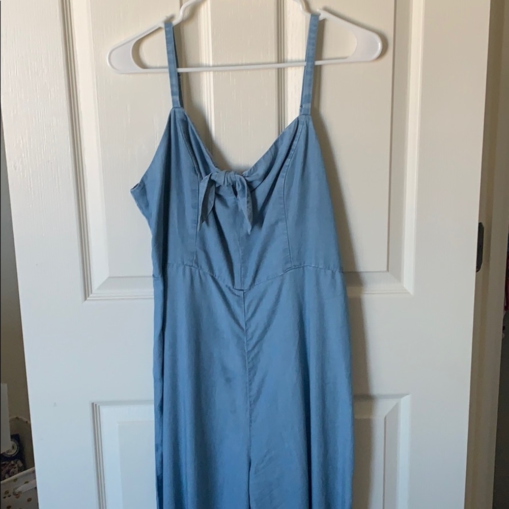 Chambray wide leg jumpsuit